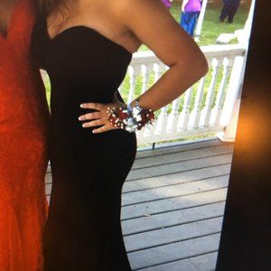 Classic strapless black JVN by Jovani Prom dress